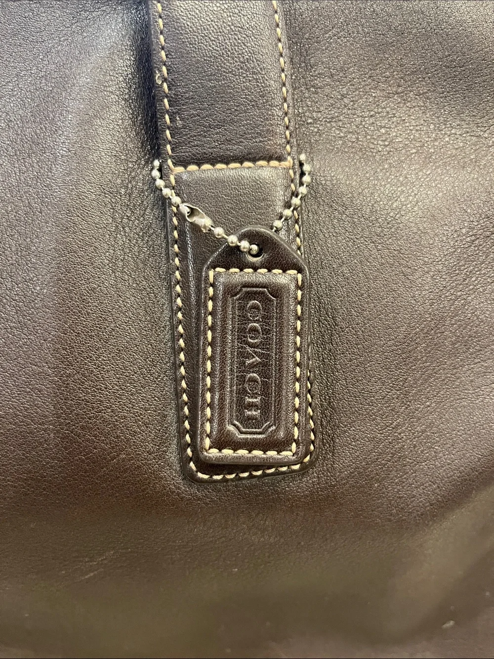 Vintage Coach Leather Hampton Tote Bag in Dark Brown